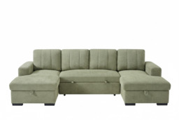 Como U Shape Sofabed With Ottoman Storage Olive Green Morgan - Malvern - Somerford - Calix - Euphoria - Plush Style - thumbnail 2