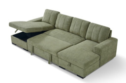 Como U Shape Sofabed With Ottoman Storage Olive Green Morgan - Malvern - Somerford - Calix - Euphoria - Plush Style - thumbnail 4