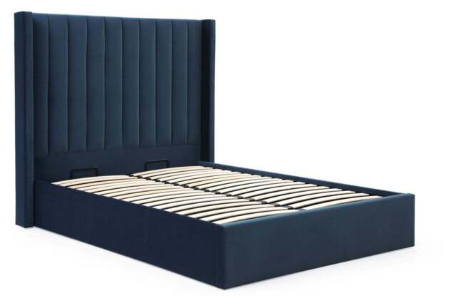 Athena Ink Velvet King Size Emerson Multi-Lift Ottoman Bed - image 1