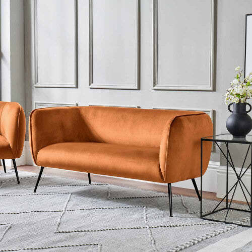 Lucca Tobacco Velvet and Metal Sofa - image 1