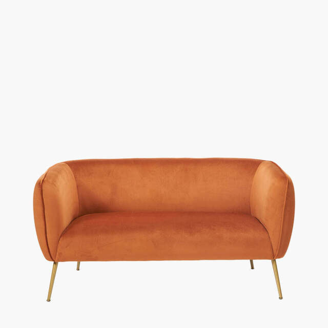 Lucca Tobacco Velvet and Metal Sofa - image 1