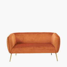 Lucca Tobacco Velvet and Metal Sofa - thumbnail 1