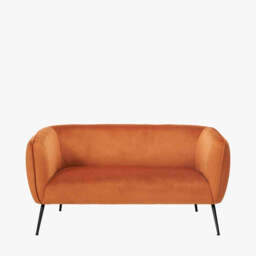 Lucca Tobacco Velvet and Metal Sofa - thumbnail 2