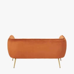Lucca Tobacco Velvet and Metal Sofa - thumbnail 3