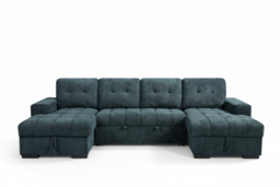 Palermo U Shape Sofabed With Ottoman Storage Blue Morgan - Malvern - Somerford - Calix - Euphoria - Plush Style - thumbnail 2