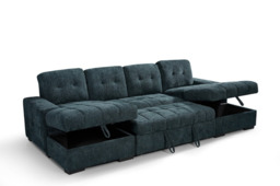 Palermo U Shape Sofabed With Ottoman Storage Blue Morgan - Malvern - Somerford - Calix - Euphoria - Plush Style - thumbnail 3