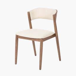 Elias Natural Linen and Dark Ash Wood Curved Back Dining Chair - thumbnail 1
