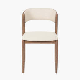Elias Natural Linen and Dark Ash Wood Curved Back Dining Chair - thumbnail 2