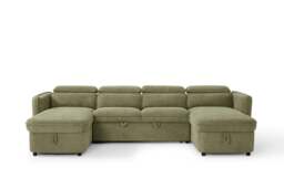 Capri Sofabed U shape Corner Sofa Bed Green With Adjustable Headrests Morgan - Malvern - Somerford - Calix - Euphoria - Plush Style - thumbnail 3