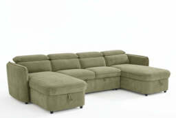 Capri Sofabed U shape Corner Sofa Bed Green With Adjustable Headrests Morgan - Malvern - Somerford - Calix - Euphoria - Plush Style - thumbnail 2