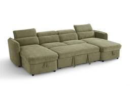 Capri Sofabed U shape Corner Sofa Bed Green With Adjustable Headrests Morgan - Malvern - Somerford - Calix - Euphoria - Plush Style - thumbnail 4