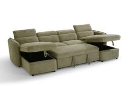 Capri Sofabed U shape Corner Sofa Bed Green With Adjustable Headrests Morgan - Malvern - Somerford - Calix - Euphoria - Plush Style - thumbnail 5