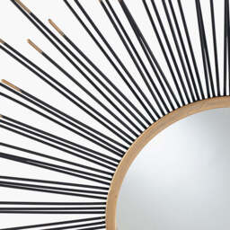 Black and Gold Metal Starburst Design Round Wall Mirror - thumbnail 2