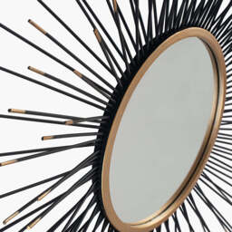 Black and Gold Metal Starburst Design Round Wall Mirror - thumbnail 4