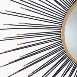Black and Gold Metal Starburst Design Round Wall Mirror - thumbnail 3