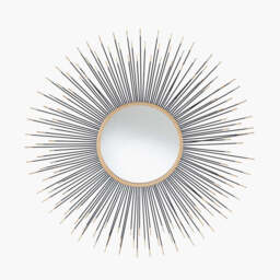 Black and Gold Metal Starburst Design Round Wall Mirror - thumbnail 1