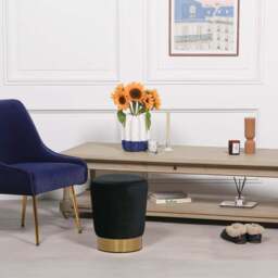 Black Velvet Round Stool - thumbnail 3