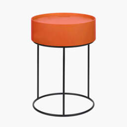Hugo Tobacco Wood Veneer and Black Metal Storage Table - thumbnail 4