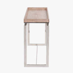 Evelyn Natural Antique Finish Mango Wood and Silver Metal Console Table - thumbnail 3