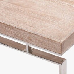 Evelyn Natural Antique Finish Mango Wood and Silver Metal Console Table - thumbnail 4