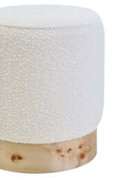 Mota Burl Wood And Cream Boucle Round Stool - thumbnail 5