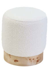 Mota Burl Wood And Cream Boucle Round Stool - thumbnail 6
