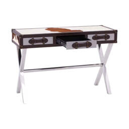 Kensington Townhouse Brown And White Genuine Cowhide Console Table - thumbnail 5