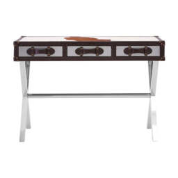 Kensington Townhouse Brown And White Genuine Cowhide Console Table - thumbnail 4