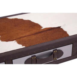 Kensington Townhouse Brown And White Genuine Cowhide Console Table - thumbnail 2