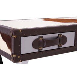 Kensington Townhouse Brown And White Genuine Cowhide Console Table - thumbnail 3