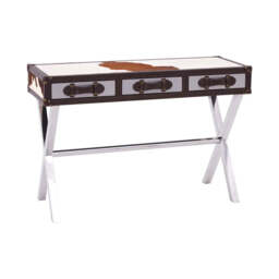 Kensington Townhouse Brown And White Genuine Cowhide Console Table - thumbnail 1