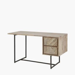 Marca Sand Wash Acacia Wood and Black Metal Desk - thumbnail 1