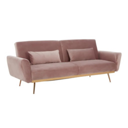 Hatton Pink Velvet Sofa Bed - thumbnail 1