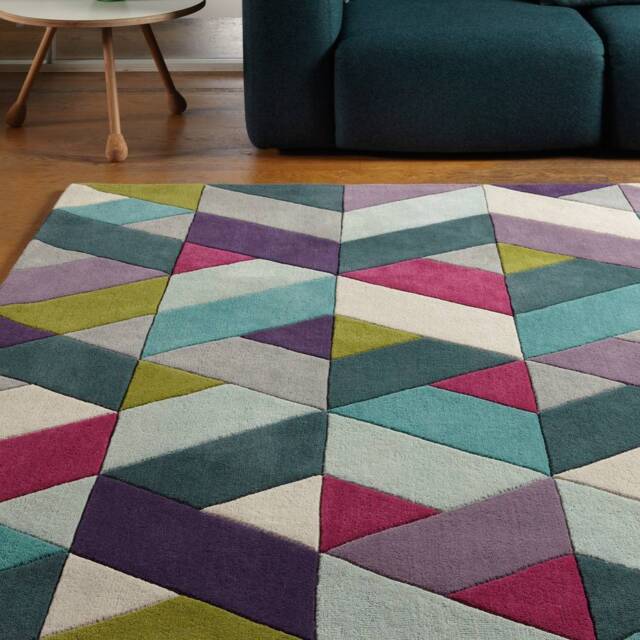 Funk Rug 120x170cm 02 Chevron Blue Green Rug - image 1