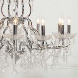 Chrome 12 Branch Shallow Cut Glass Chandelier - thumbnail 3