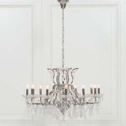 Chrome 12 Branch Shallow Cut Glass Chandelier - thumbnail 2