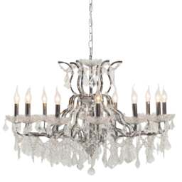 Chrome 12 Branch Shallow Cut Glass Chandelier - thumbnail 1