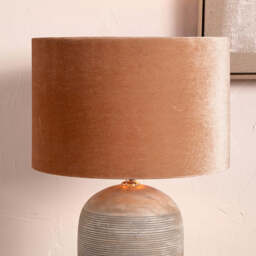 Bow 40cm Apricot Velvet Cylinder Lampshade - thumbnail 2