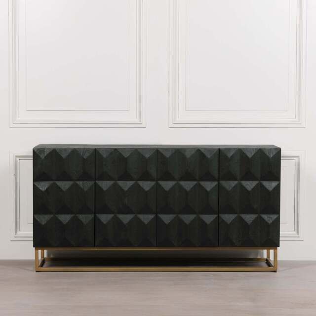 Black Wooden Diamond Pattern Sideboard - image 1