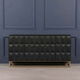 Black Wooden Diamond Pattern Sideboard - thumbnail 5