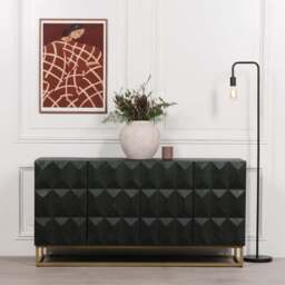 Black Wooden Diamond Pattern Sideboard - thumbnail 4