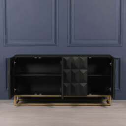 Black Wooden Diamond Pattern Sideboard - thumbnail 3