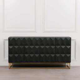 Black Wooden Diamond Pattern Sideboard - thumbnail 1