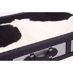 Kensington Townhouse Black And White Genuine Cowhide Console Table - thumbnail 2