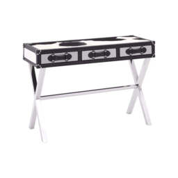 Kensington Townhouse Black And White Genuine Cowhide Console Table - thumbnail 1