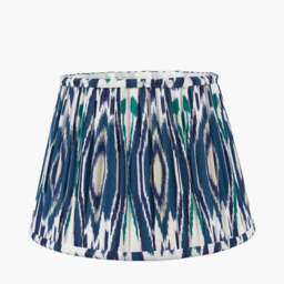 Izara 35cm Ocean Blue Ikat Patterned Mushroom Pleat Tapered Lampshade - thumbnail 3