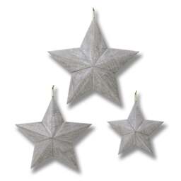 Set of Three Grey Wooden Stars - thumbnail 1
