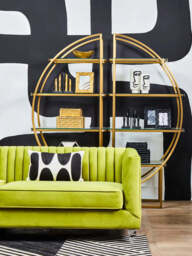 Brasa 3 Seat Green Velvet Sofa - thumbnail 3