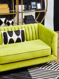 Brasa 3 Seat Green Velvet Sofa - thumbnail 4