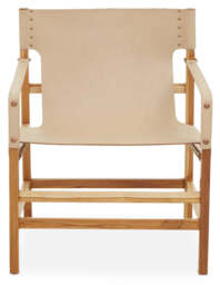 Kendari Cream Leather and Teak Wood Chair - thumbnail 3